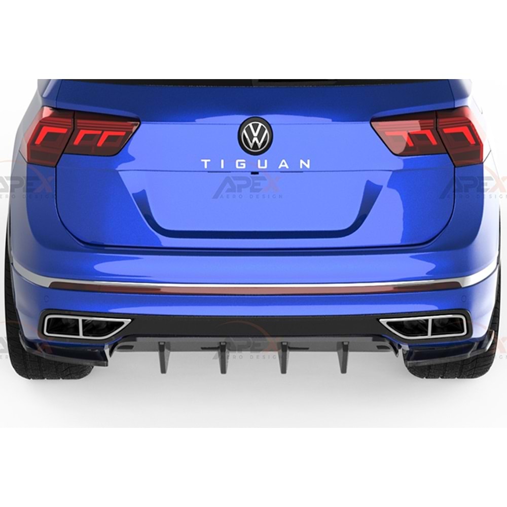VW Tiguan Mk2 FL 2020+ - Difüzör/Arka, A Pex R/R Line V1 Stil, Piano Black Parlak Ürün Yüzeyi, Vakum