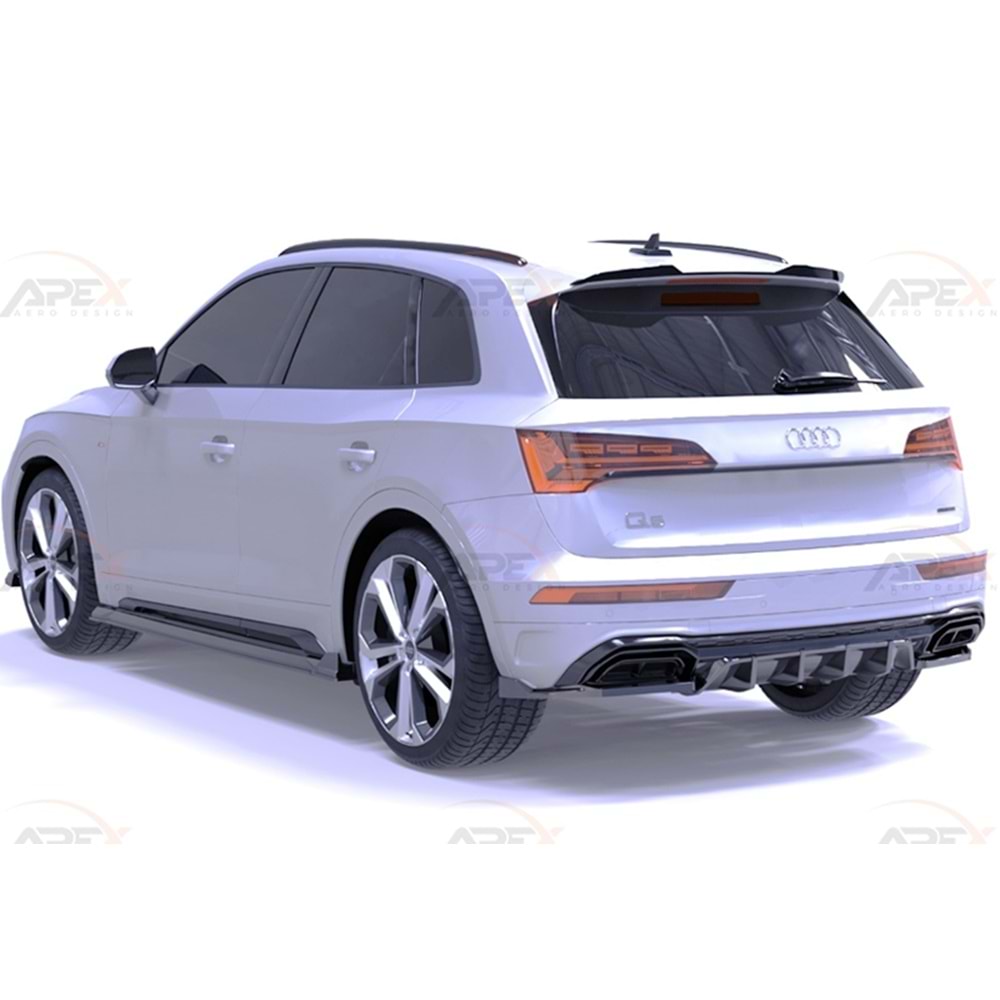 Audi Q5 Mk2 FL 2021+ - Difüzör/Arka, A Pex S/S Line V1 Stil, Piano Black Parlak Ürün Yüzeyi, Vakum