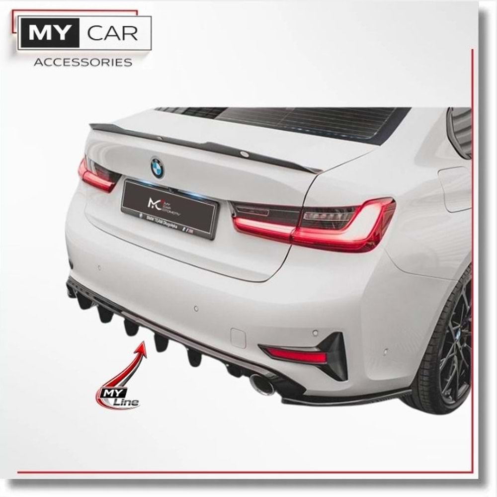 BMW G20 2019+ - Difüzör/Arka, A Plus Std. Line V1 Stil,Std Tmpn., Piano Black Parlak Ürün Yüzeyi, Vakum