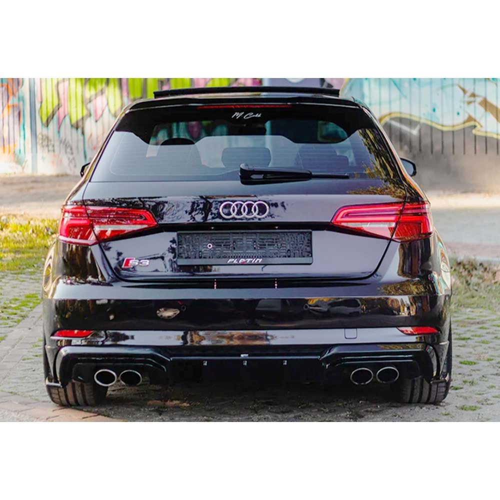 Audi A3 S3 8V SB FL 2017+ - Difüzör/Arka A Plus S3 V1 Stil, Piano Black Parlak Ürün Yüzeyi, Vkm.