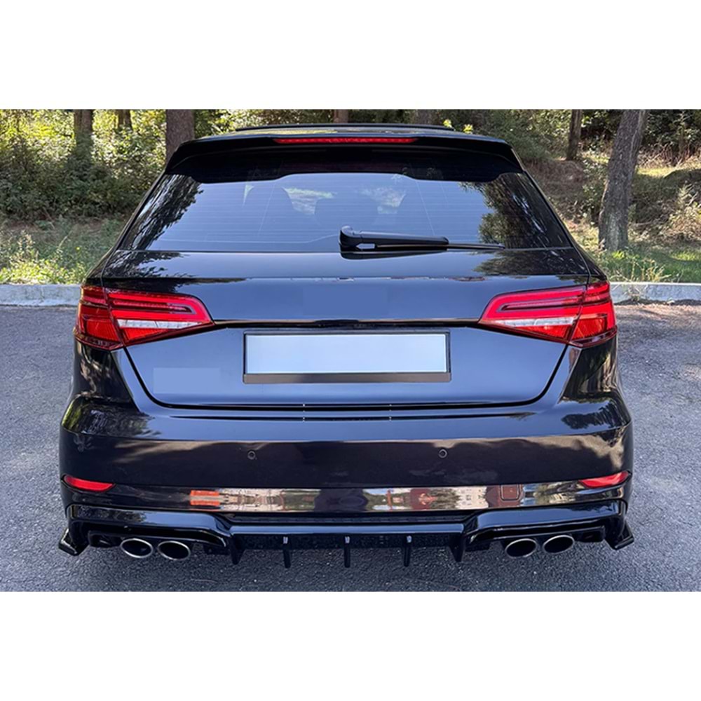 Audi A3 S3 8V SB FL 2017+ - Difüzör/Arka A Plus S3 V1 Stil, Piano Black Parlak Ürün Yüzeyi, Vkm.