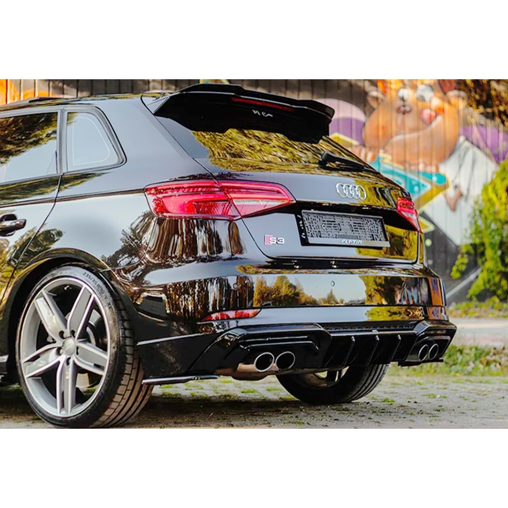 Audi A3 S3 8V SB FL 2017+ - Difüzör/Arka A Plus S3 V1 Stil, Piano Black Parlak Ürün Yüzeyi, Vkm.