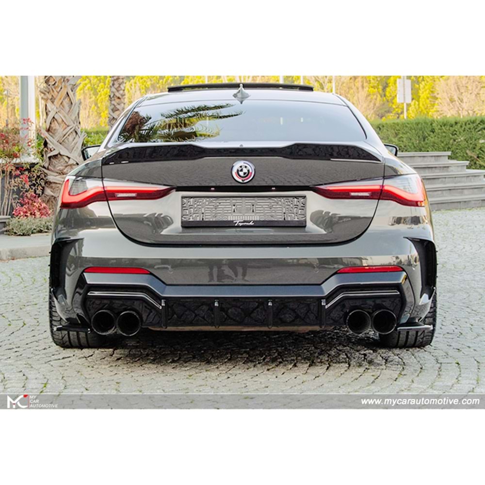 BMW G22 2020+ - Difüzör/Arka, A Plus M440i M Pack V2 Stil, Piano Black Parlak Ürün Yüzeyi, Vakum