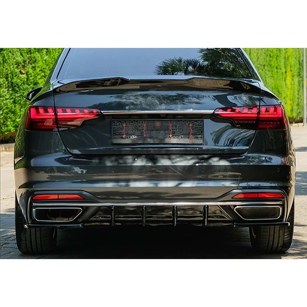 Audi A4 B9 FL 2019+ - Difüzör/Arka, A Plus Std. Line V1 Stil, Piano Black Parlak Ürün Yüzeyi, Vakum