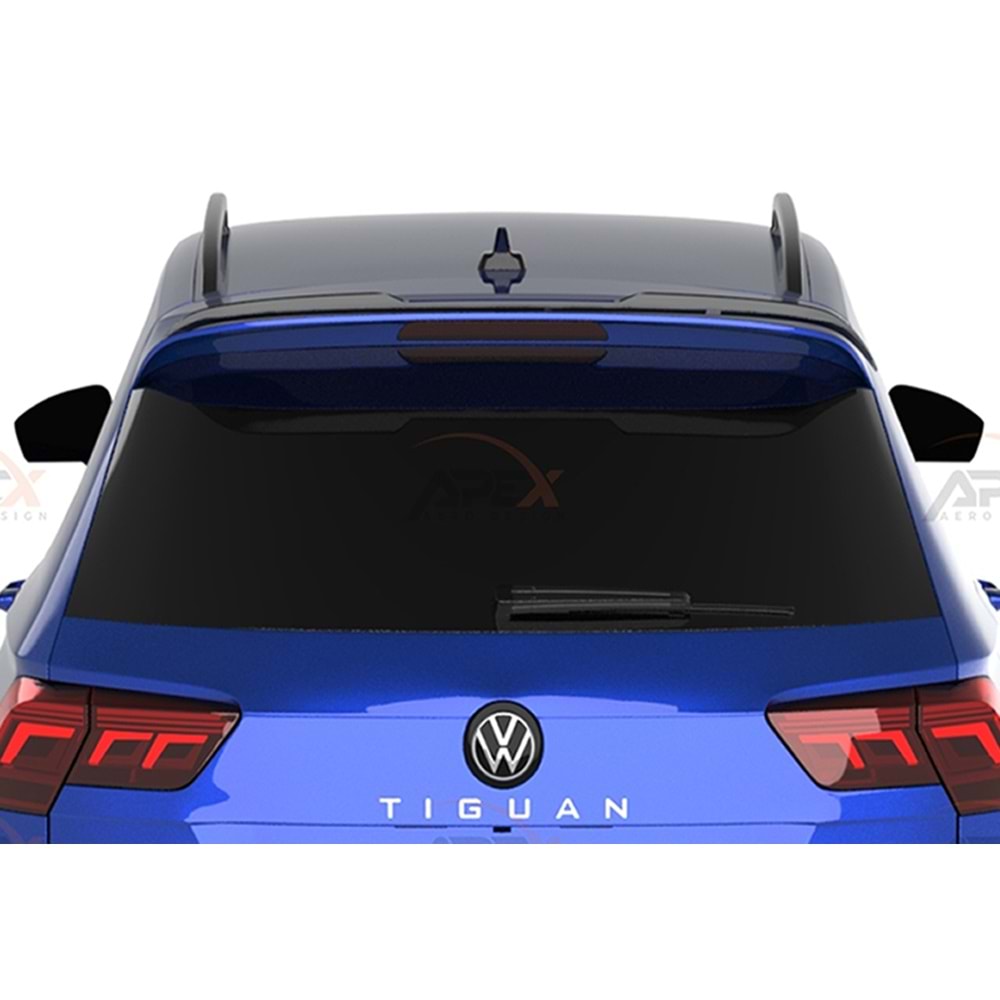 VW Tiguan Mk2 FL 2020+ - Spoiler, A Pex R/R Line V1 Cap Stil, Tavan Üzeri, Çift Taraflı Piano Black Parlak Ürün Yüzeyi, Vakum