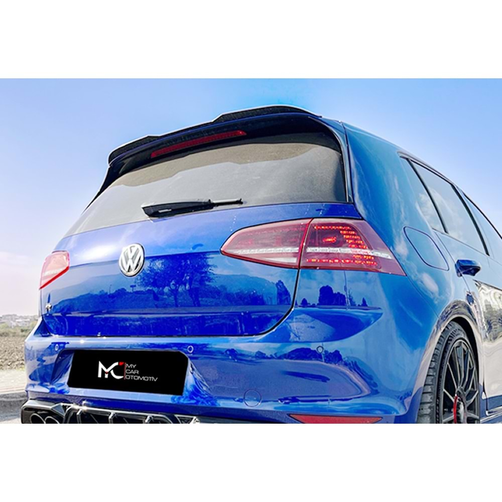 VW Golf Mk7 2012+ - Spoiler Max A Plus+ GTI/R/R Line V2 Cap Stil, Çift Taraflı Piano Black Parlak Ürün Yüzeyi, Vkm