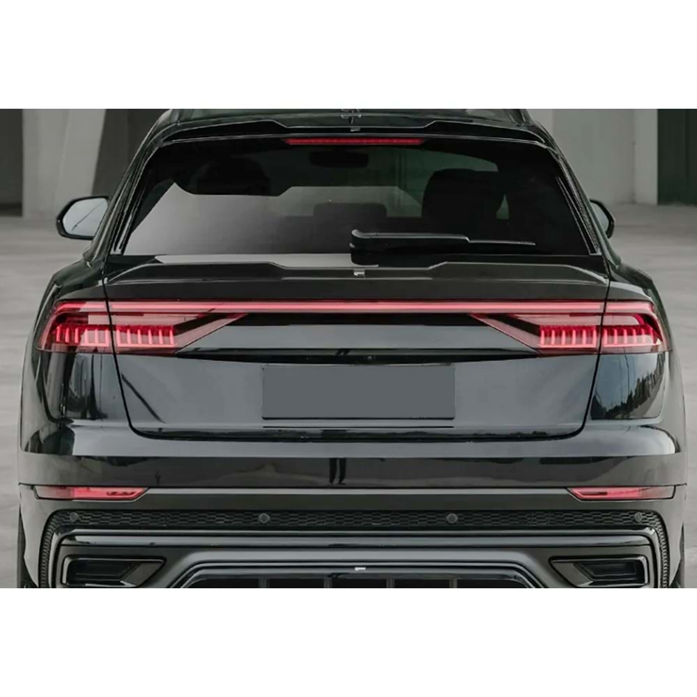 Audi Q8 S Mk1 2019+ - Spoiler, A Plus S8/S Line Cap V1 Stil, Cam Altı, Piano Black Parlak Ürün Yüzeyi, Vakum