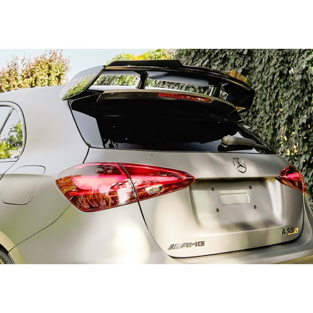 M. Benz W177 A45 2018+ - Spoiler, A Plus A45 S Aero Pack Cap V1 Stil, Tavan üzeri, Çift Taraflı Piano Black Parlak Ürün Yüzeyi, Vakum