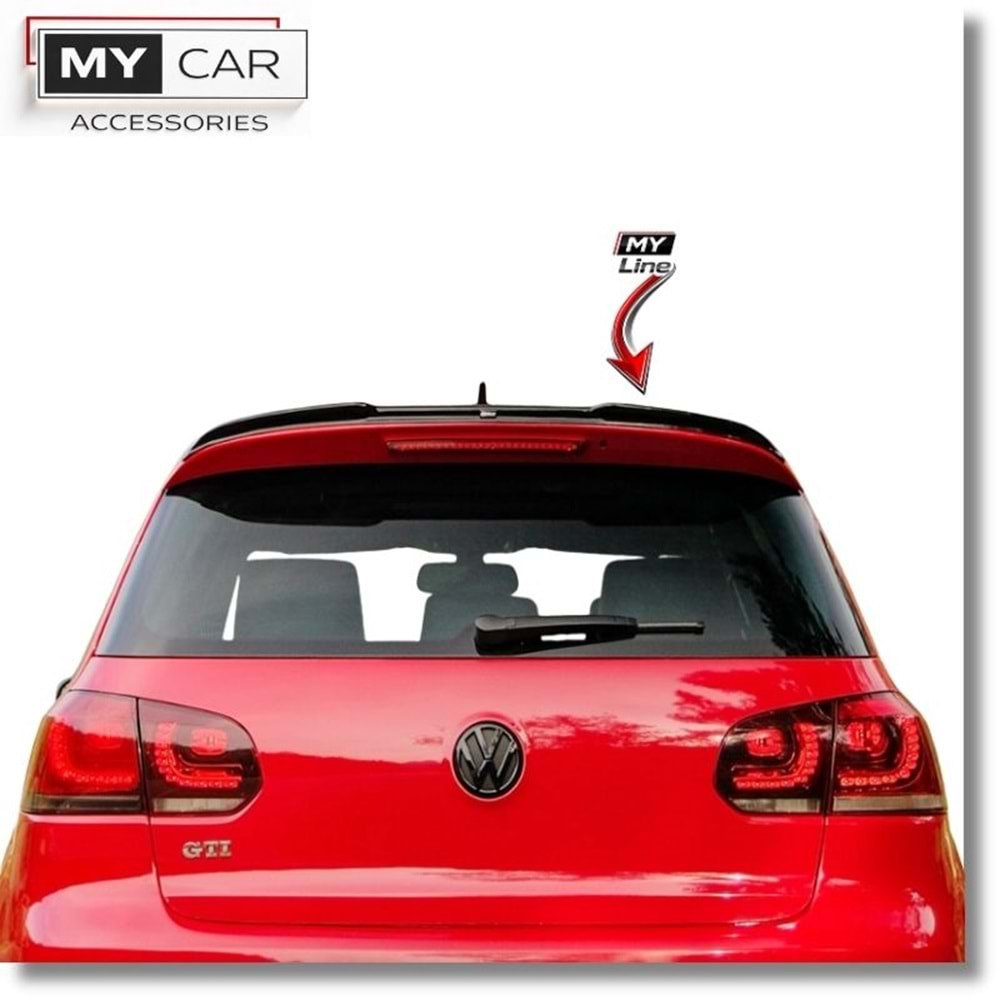 VW Golf Mk6 2008+ - Spoiler A Plus R V1 Stil, Tavan Üzeri, Piano Black Parlak Ürün Yüzeyi, Vakum