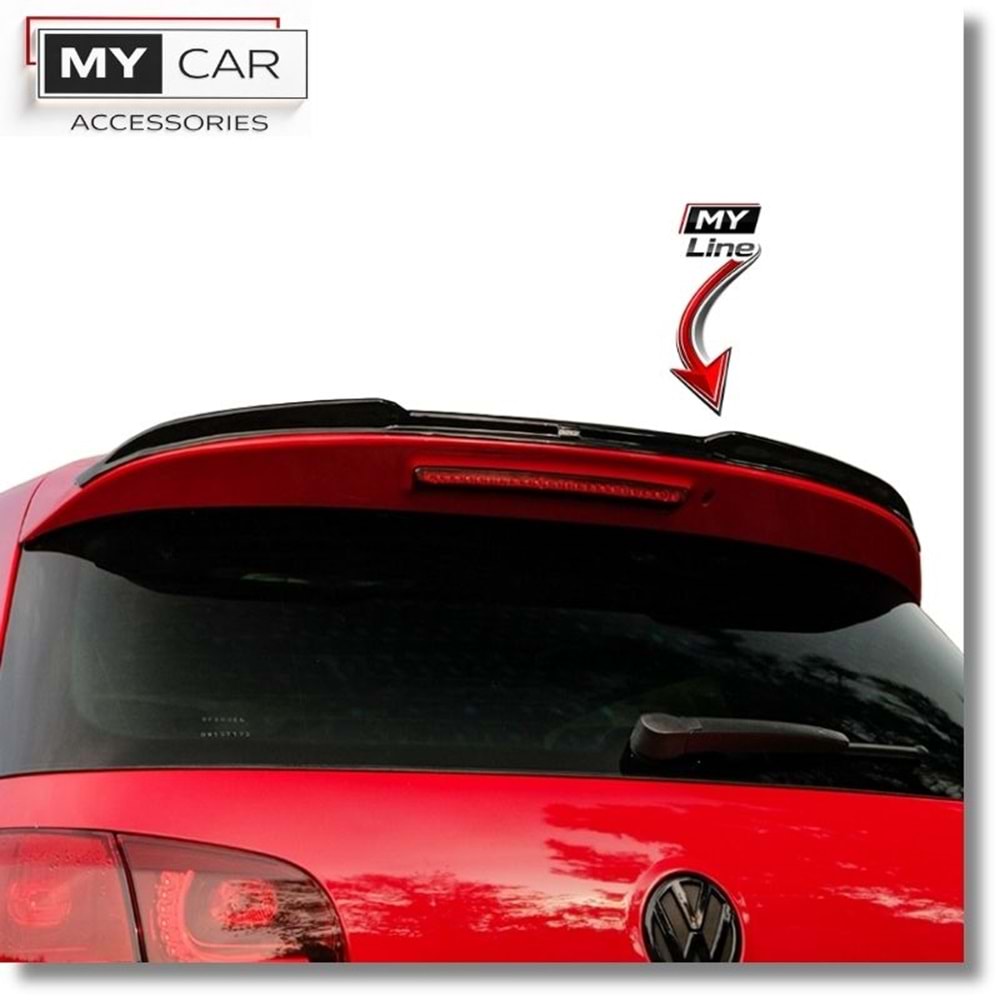 VW Golf Mk6 2008+ - Spoiler A Plus R V1 Stil, Tavan Üzeri, Piano Black Parlak Ürün Yüzeyi, Vakum