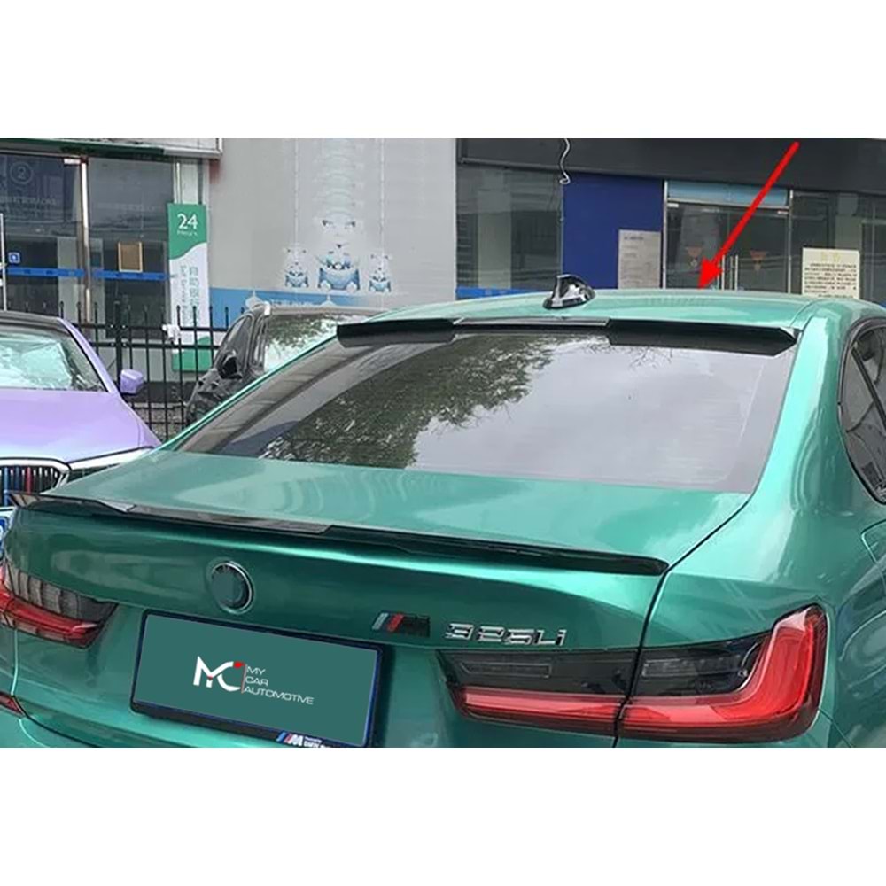 BMW G20 2019+ - Spoiler M4 V1 Stil Stil Cam Üzeri , Piano Black Boyalı Ürün Yüzeyi ABS