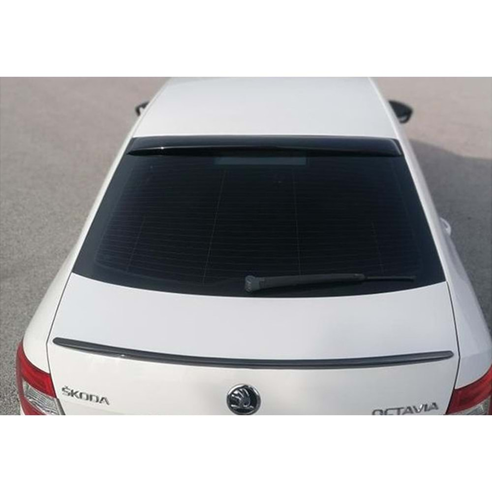 Skoda Octavia Mk3 2013+ - Spoiler Max Sport Cam Üzeri, Piano Black Vkm.