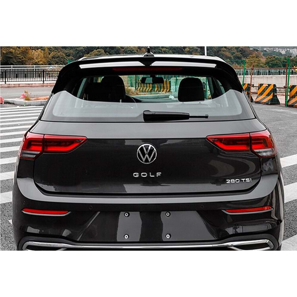 VW Golf Mk8 2019+ - Spoiler, CS GTI/R/R Line V2 Stil, Tavan Üzeri, Piano Black Boyalı Ürün Yüzeyi, ABS