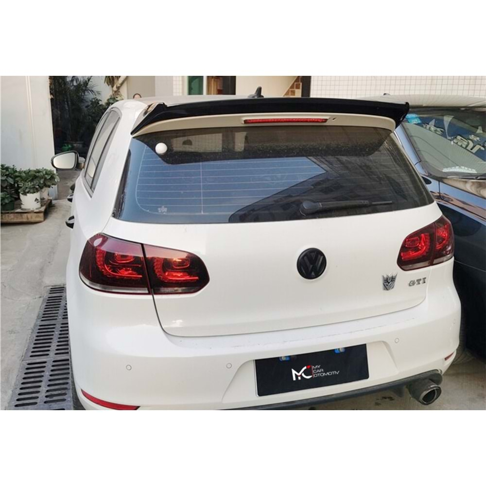 VW Golf Mk6 2008+ - Spoiler GTI V2 Stil Tavan Üzeri, Piano Black Boyalı Ürün Yüzeyi, ABS