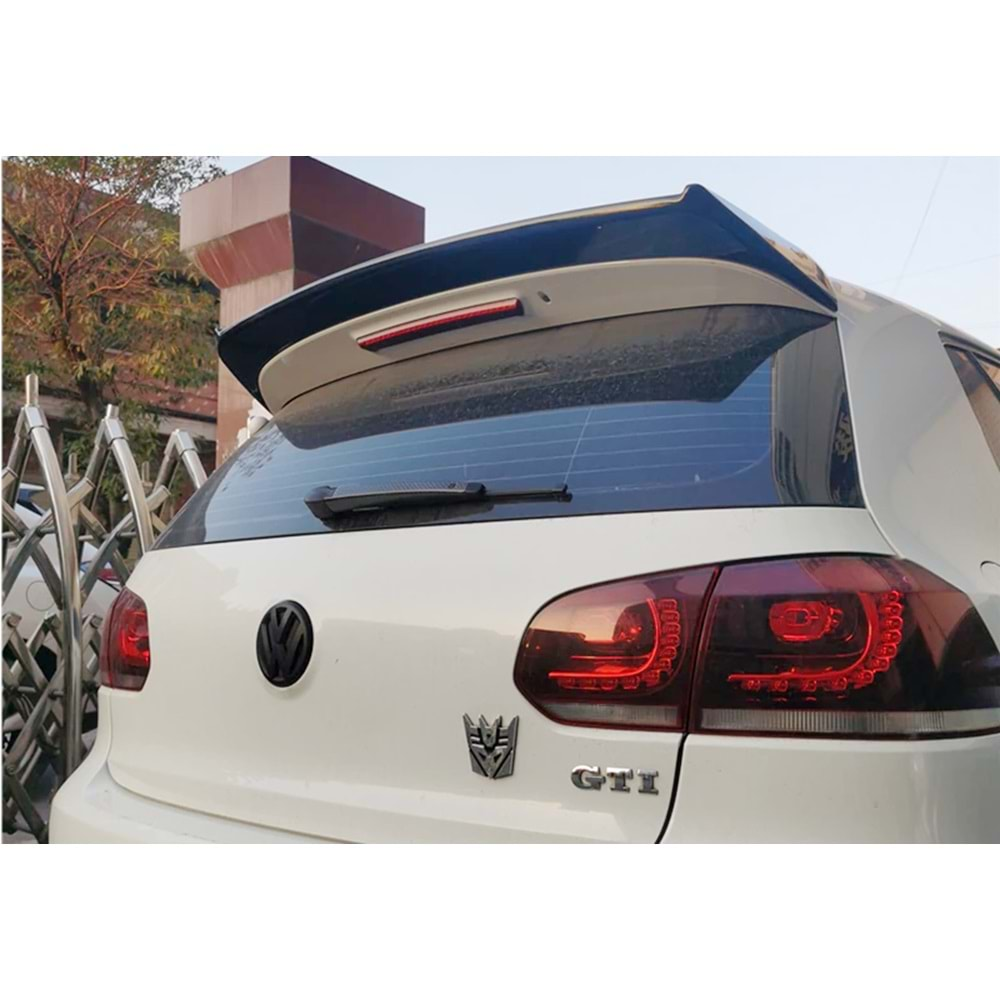 VW Golf Mk6 2008+ - Spoiler GTI V2 Stil Tavan Üzeri, Piano Black Boyalı Ürün Yüzeyi, ABS