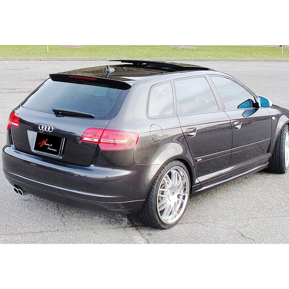 Audi A3 8P 4D 2003+ - Spoiler S3 Stil Tavan Üzeri, Piano Black FRP