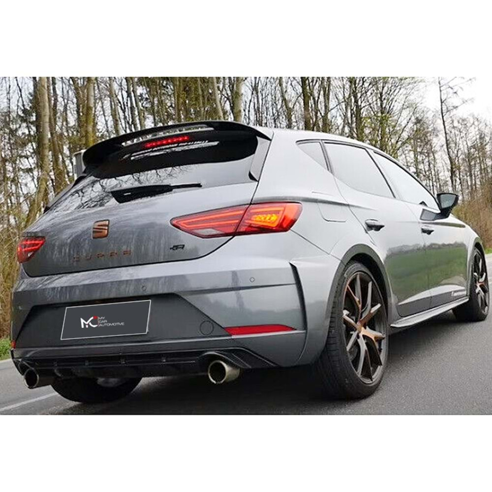 Seat Leon Mk3 4D 2012+ - Spoiler Cupra R300 Stil Tavan Üzeri, Piano Black Boyalı Ürün Yüzeyi FRP