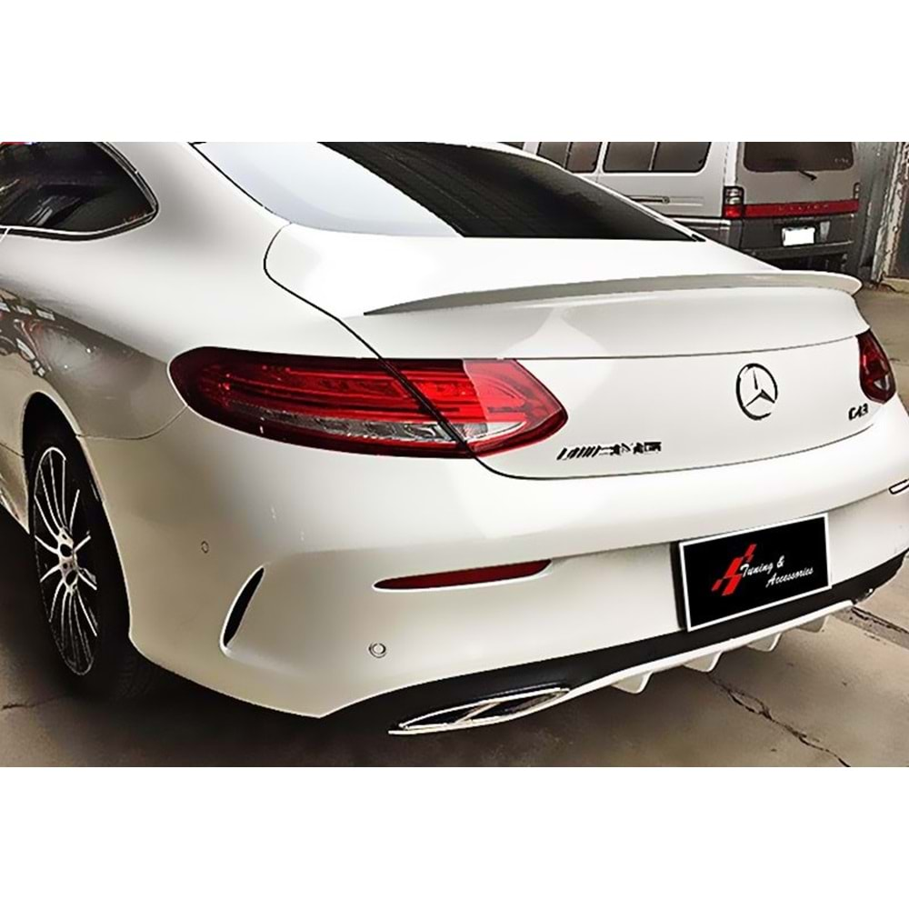 M. Benz C205 2015+ - Spoiler AMG V2 Anatomik Stil Bagaj Üzeri, İşlem Yapılmamış Ham Ürün Yüzeyi ABS