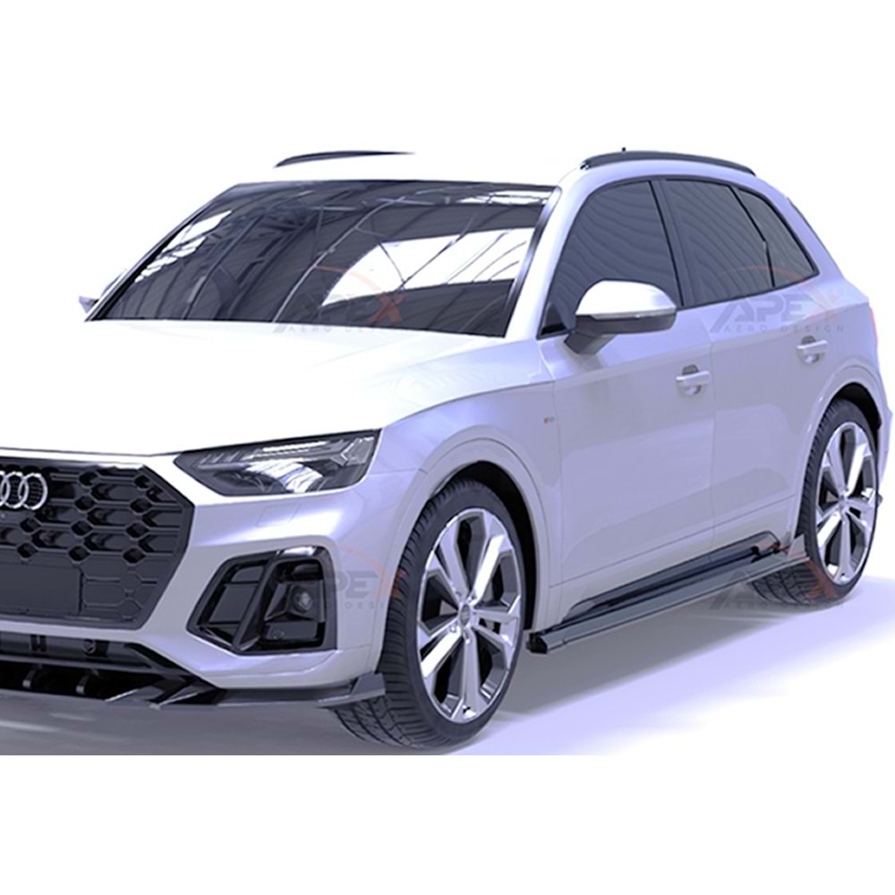 Audi Q5 S Mk2 FL 2021+ - Marşpiyel/Alt Çıta, A Pex S/S Line V1 Stil, Piano Black Parlak Ürün Yüzeyi, Vakum, Set
