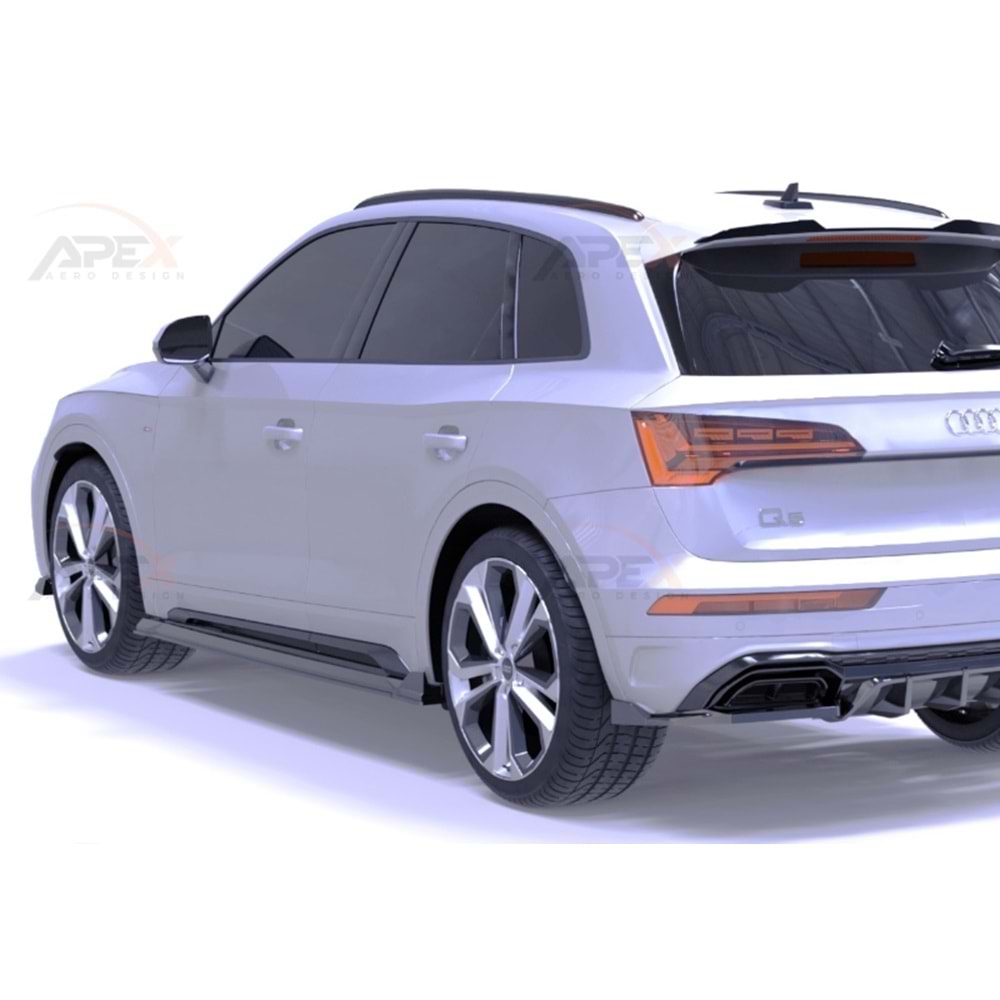 Audi Q5 S Mk2 FL 2021+ - Marşpiyel/Alt Çıta, A Pex S/S Line V1 Stil, Piano Black Parlak Ürün Yüzeyi, Vakum, Set