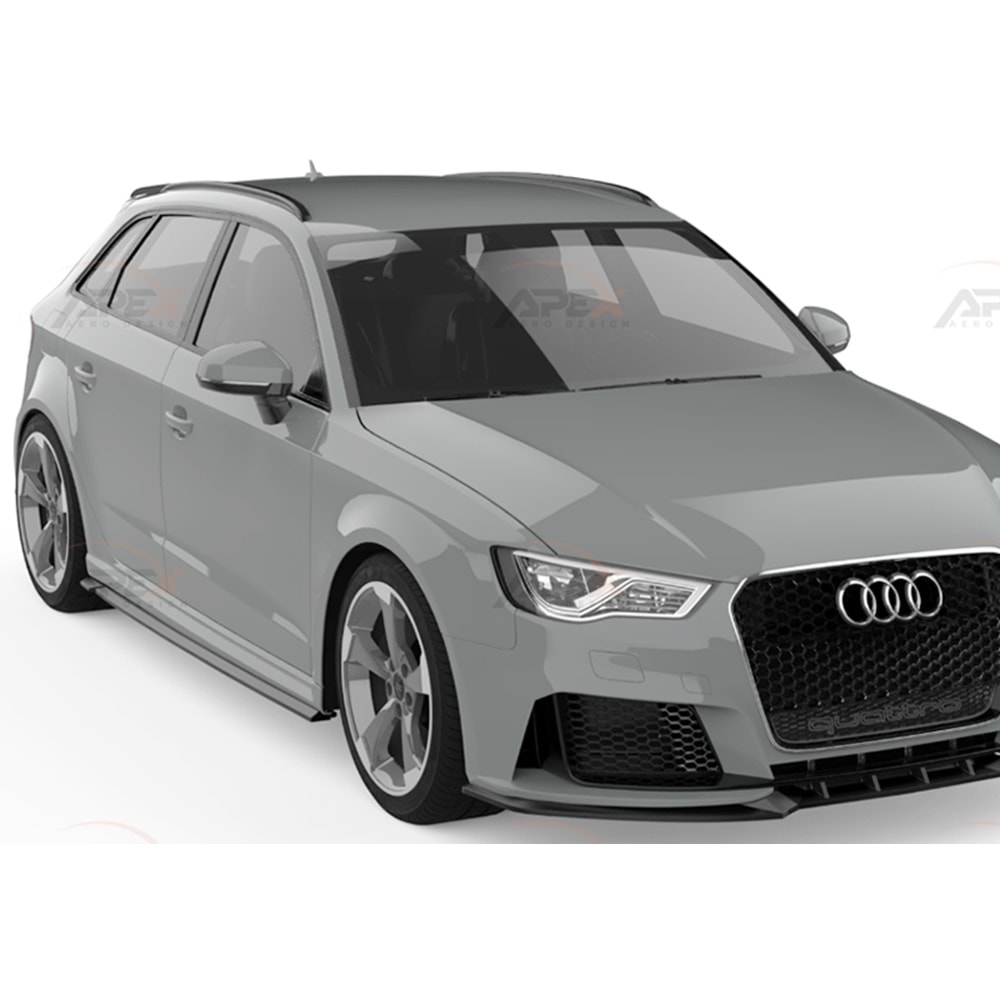 Audi A3 RS 8V SB 2015+ - Marşpiyel/Alt Çıta, A Pex RS3 V1 Stil, Piano Black Parlak Ürün Yüzeyi, Vakum, Set