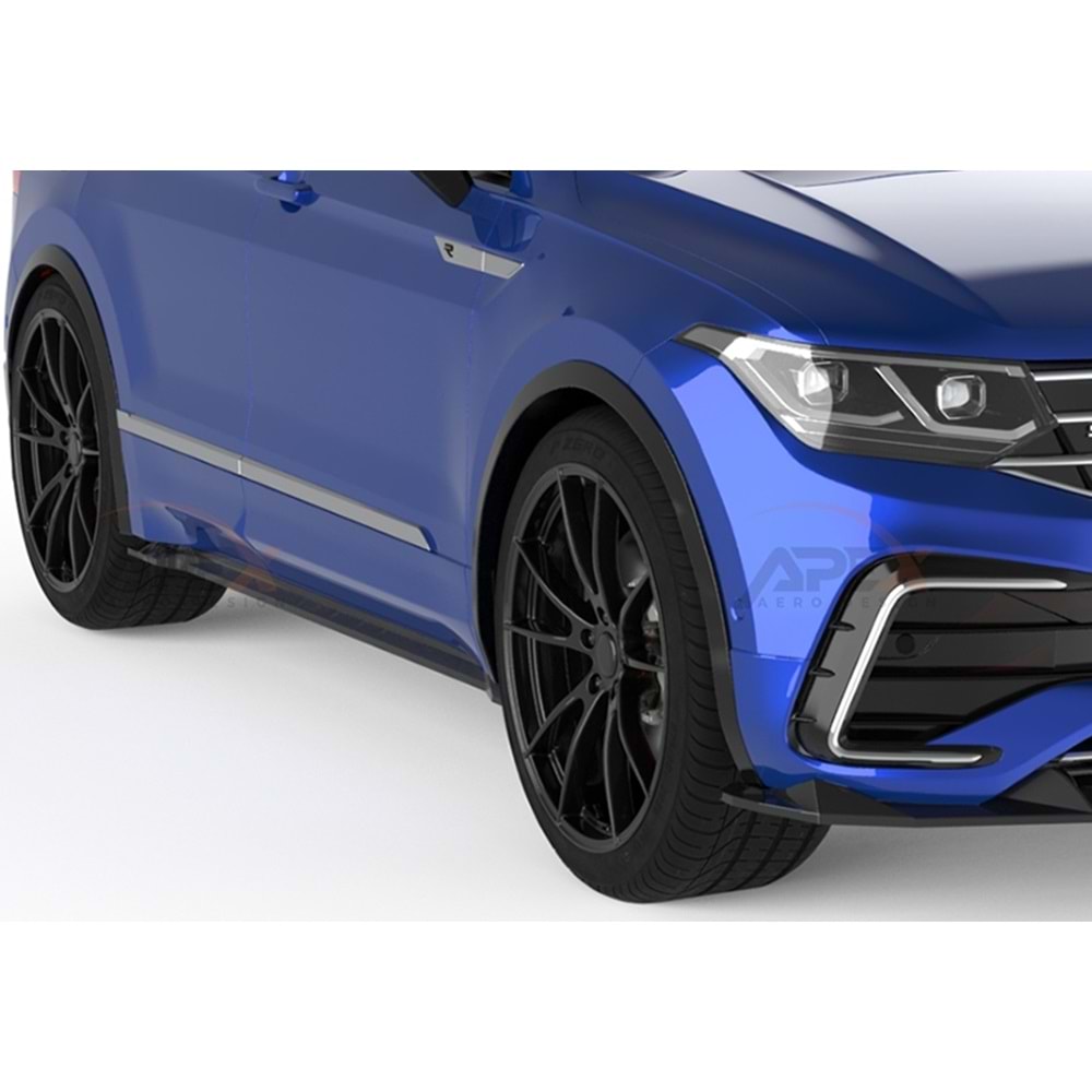 VW Tiguan Mk2 FL 2020+ - Marşpiyel Çıta/Alt, A Pex R/R Line V1 Stil, Piano Black Parlak Ürün Yüzeyi, Vakum, Set