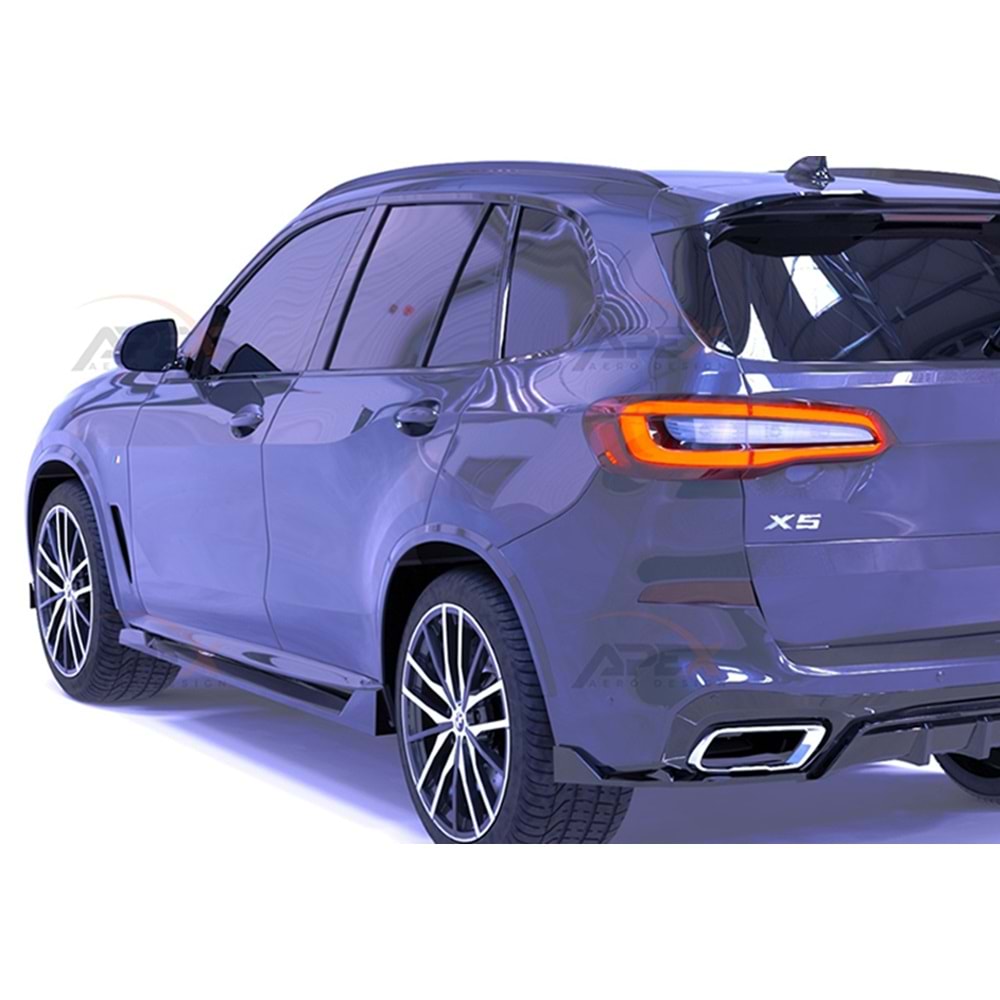 BMW G05 2019+ - Marşpiyel Çıta/Alt, A Pex X5M Sport V1 Style, Piano Black Parlak Ürün Yüzeyi, Vakum, Set