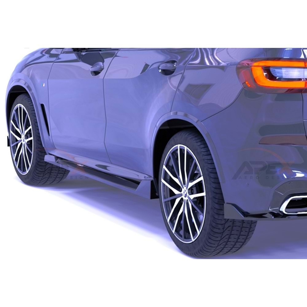 BMW G05 2019+ - Marşpiyel Çıta/Alt, A Pex X5M Sport V1 Style, Piano Black Parlak Ürün Yüzeyi, Vakum, Set