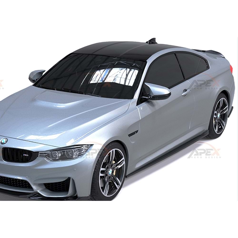 BMW F82 M4 2014+ - Marşpiyel/Alt Çıta, A Pex M4 1 Stil, 202.5 cm, Piano Black Parlak Ürün Yüzeyi, Vakum, Set