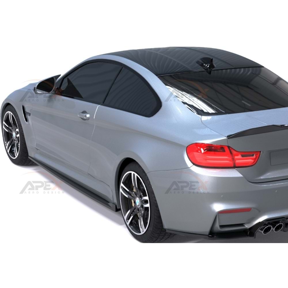 BMW F82 M4 2014+ - Marşpiyel/Alt Çıta, A Pex M4 1 Stil, 202.5 cm, Piano Black Parlak Ürün Yüzeyi, Vakum, Set
