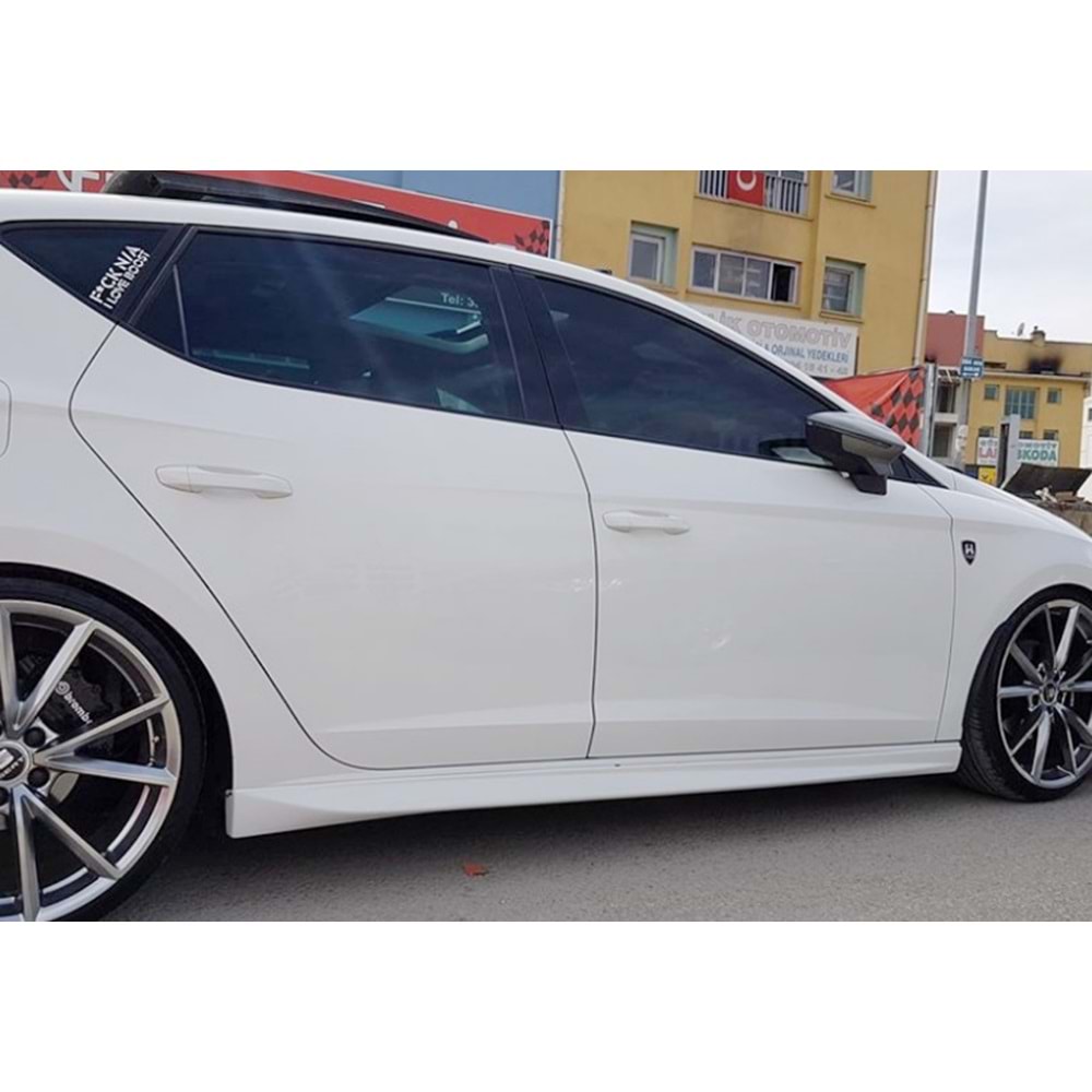 Seat Leon Mk3 2012+ - Marşpiyel/Yan B Plus Aero V1 Stil, Mat Siyah Ürün Yüzeyi, Vakum, Set