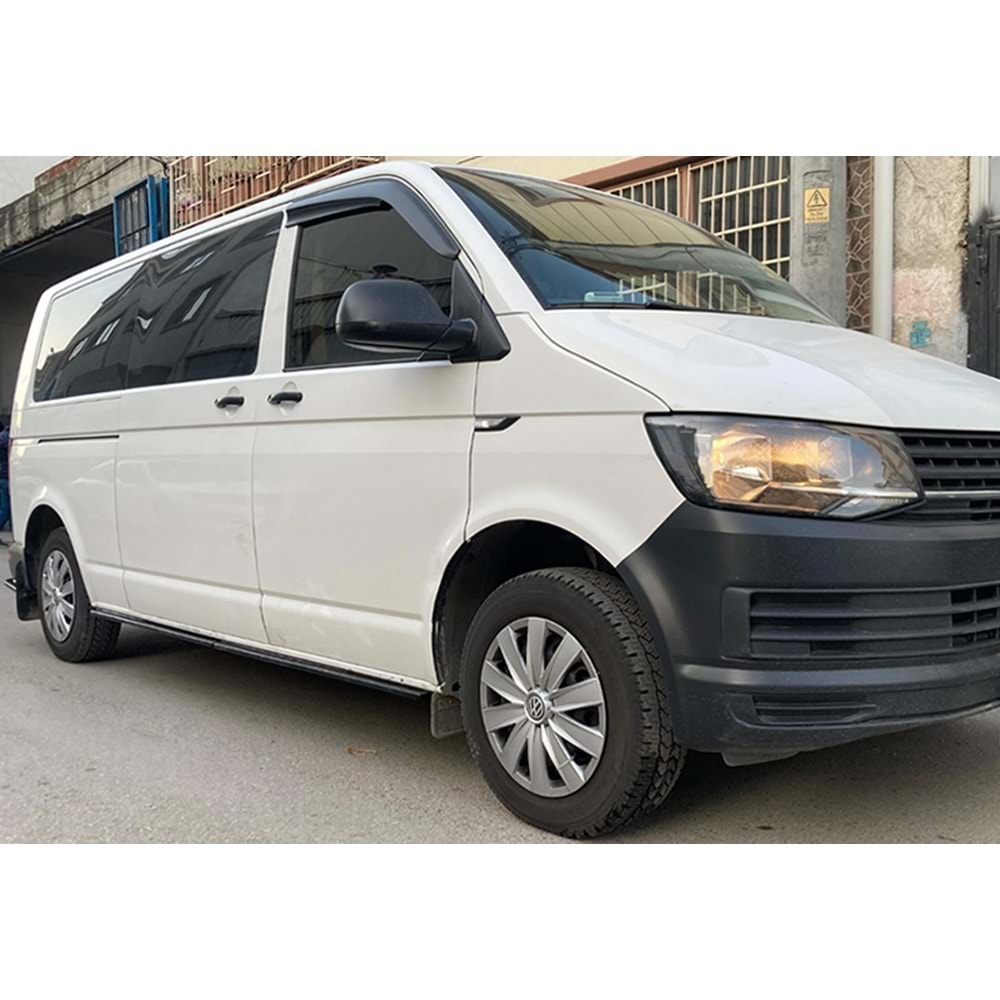 VW Transporter T6.1 2019+ - Marşpiyel Alt Çıta A Plus+ Std. V1 Stil 4 mm, Piano Black Parlak Ürün Yüzeyi, Vakum, Set