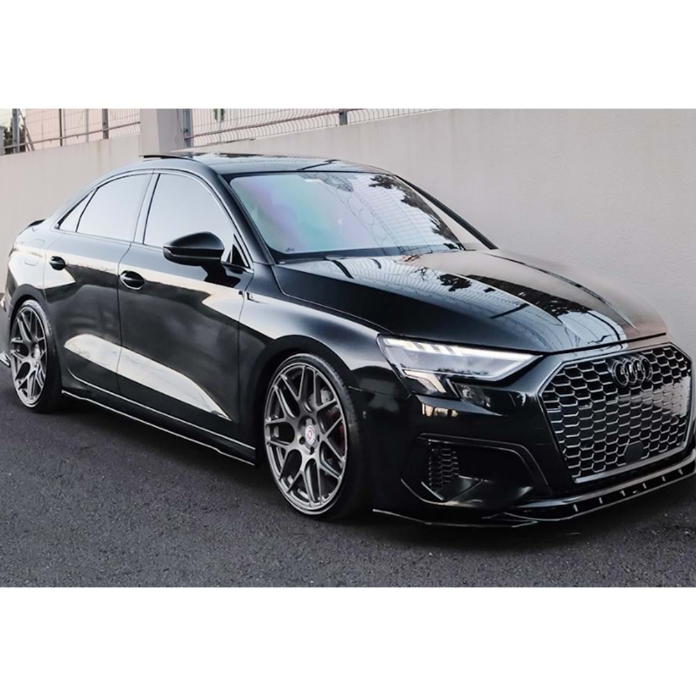 Audi A3 S 8Y SB/SD 2020+ - Marşpiyel Çıta/Yan Alt, A Plus S3/S Line V1 Stil, Piano Black Parlak Ürün Yüzeyi, Vakum, Set