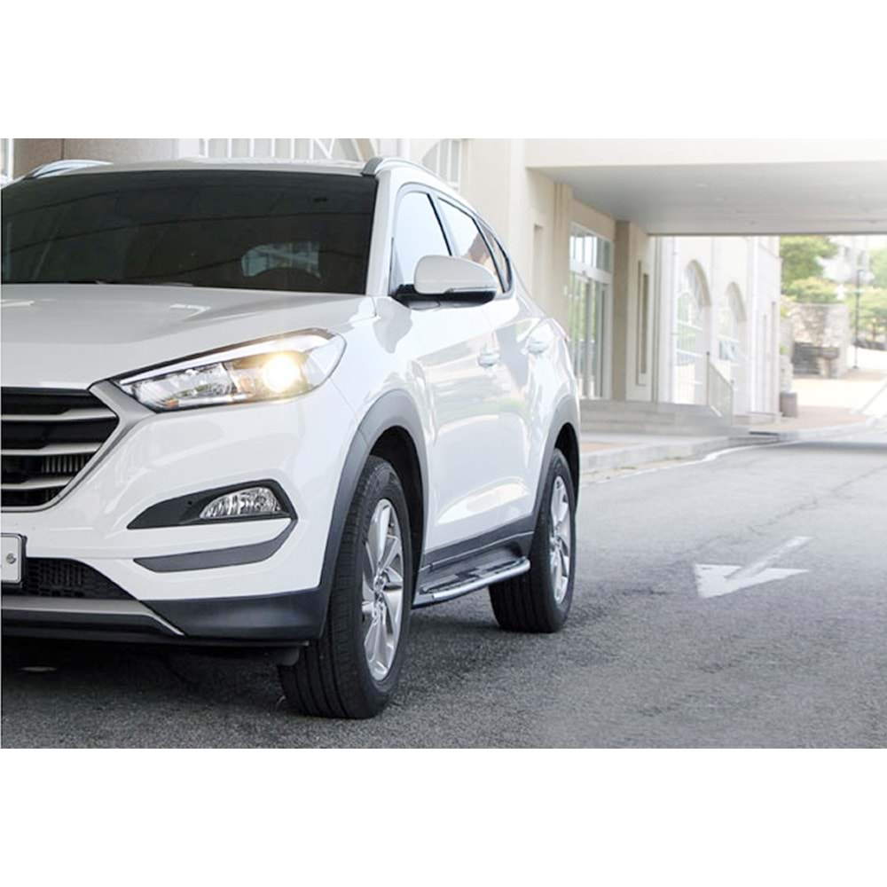 Hyundai Tucson 3 2015+ - Basamak Oem Çizgili V2 Stil, TPE Kaydırmaz Alüminyum Yüzey ABS Ürün Yapısı Set