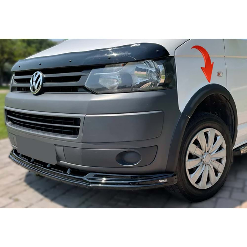 VW Transporter T5 2003+ - Çamurluk Üzeri Kaplaması A Plus+ Oem Stil Uzun Şase, Mat Siyah Ürün Yüzeyi, Vkm., Set