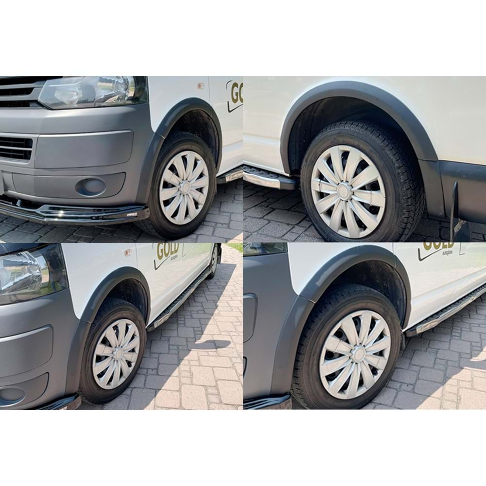 VW Transporter T5 2003+ - Çamurluk Üzeri Kaplaması A Plus+ Oem Stil Kısa Şase, Mat Siyah Ürün Yüzeyi, Vkm., Set