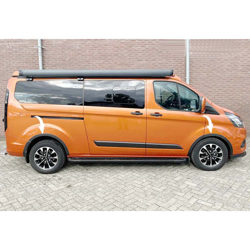 Ford Transit Custom Mk1 FL 2018+ - Çamurluk Üzeri Kaplaması A Plus+ Oem V1 Stil, Mat Siyah Ürün Yüzeyi, Vkm., Set