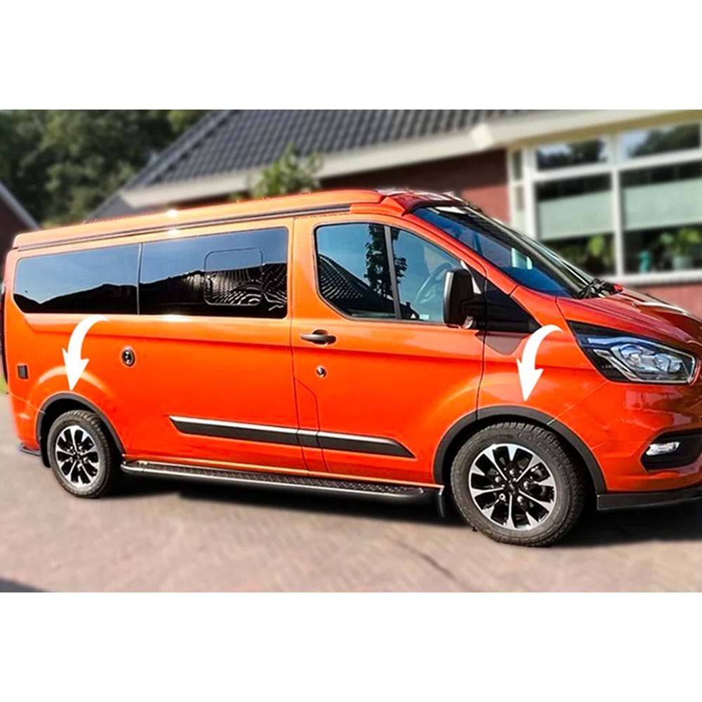 Ford Transit Custom Mk1 FL 2018+ - Çamurluk Üzeri Kaplaması A Plus+ Oem V1 Stil, Mat Siyah Ürün Yüzeyi, Vkm., Set