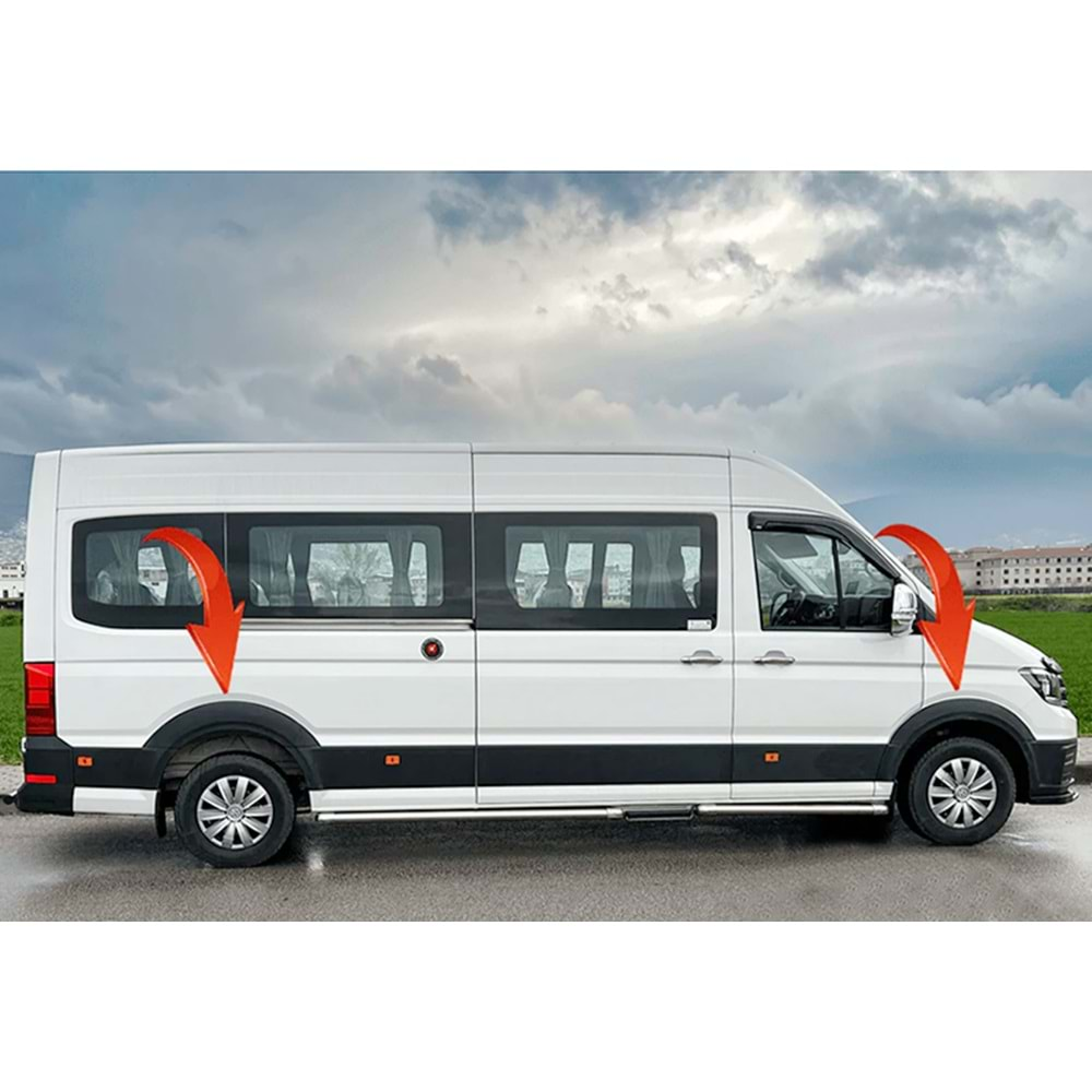 VW Crafter Mk2 2017+ - Çamurluk Üzeri Kaplaması A Plus+ Oem V1 Stil, Mat Siyah Ürün Yüzeyi Vkm. Set