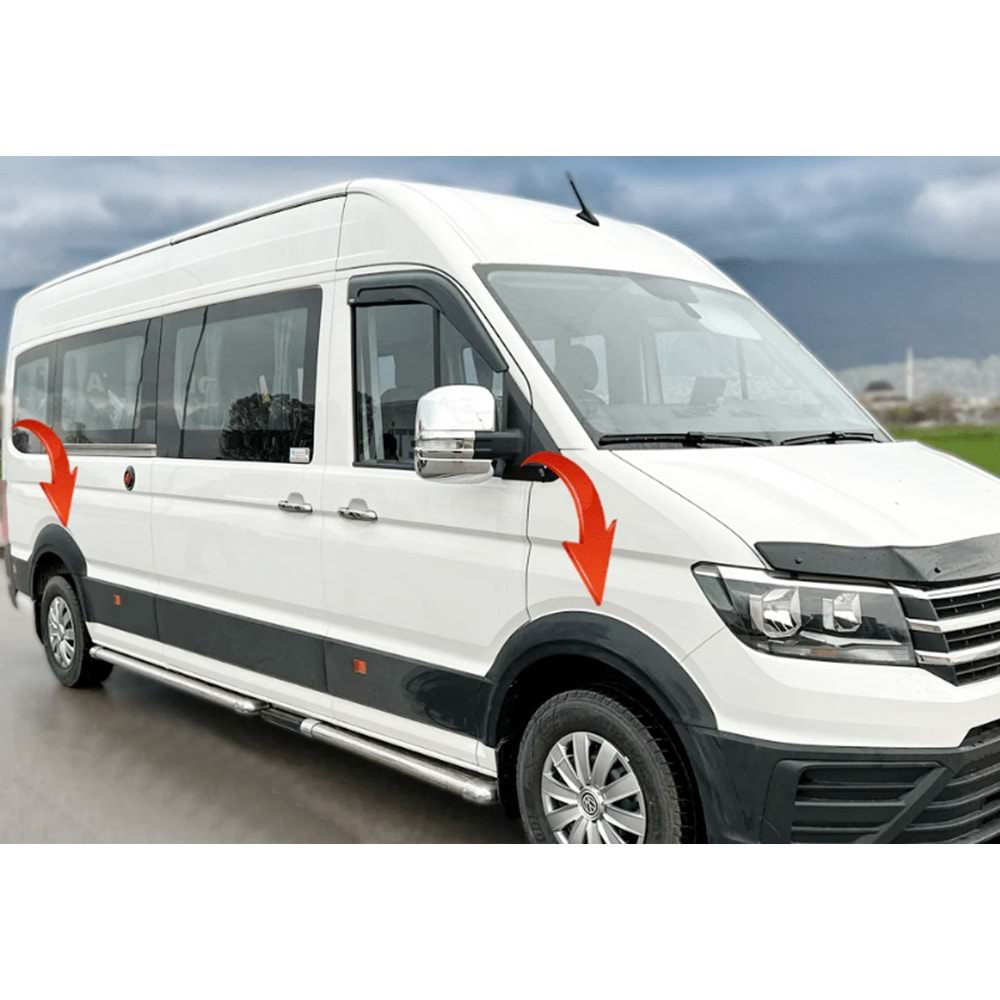 VW Crafter Mk2 2017+ - Çamurluk Üzeri Kaplaması A Plus+ Oem V1 Stil, Mat Siyah Ürün Yüzeyi Vkm. Set