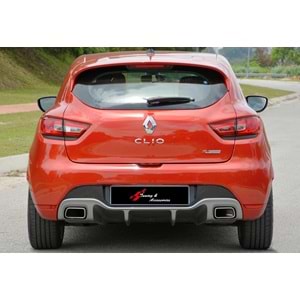 Renault Clio 4 2012+ - Difüzör/Arka, A Plus RS V1 Stil, Egzos Çerçevesi, Piano Black Boyalı Ürün Yüzeyi, Vakum