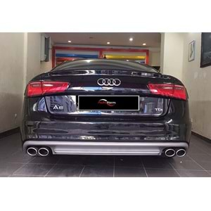 Audi A6 8V 2012+ - Difüzör S6 Std. Sağ Sol Çiftli Çıkış, Mat Gri ABS