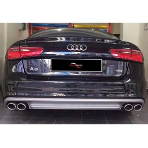 Audi A6 8V 2012+ - Difüzör S6 Std. Sağ Sol Çiftli Çıkış, Mat Gri ABS