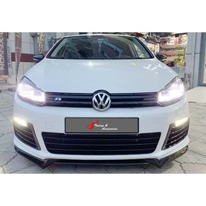 VW Golf Mk6 2008+ - Tampon Lipi/Ön, B Plus R V1 Stil, 3 Parça, Piano Black Ürün Yüzeyi, Vakum