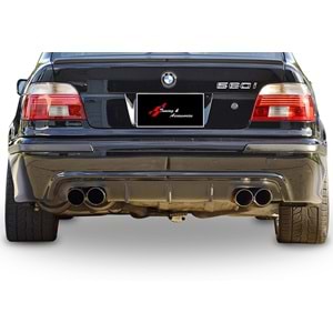 BMW E39 1995+ - Difüzör/Arka, B Plus M5 V1 Stil, Std. Bmp./Sağ Sol Çiftli Çıkış, Piano Black Ürün Yüzeyi, Vakum