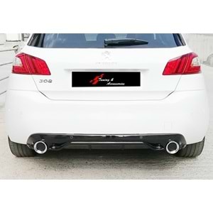 Peugeot 308 HB 2013+ - Difüzör/Arka, B Plus Sport V1 Style, Krom Egz. Ucu, Piano Black Ürün Yüzeyi, Vakum, Set