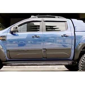 Ford Ranger T6 2011+ - Kapı Üzeri Kaplaması A Plus+ Sport Stil, Mat Siyah Ürün Yüzeyi Vkm. Set