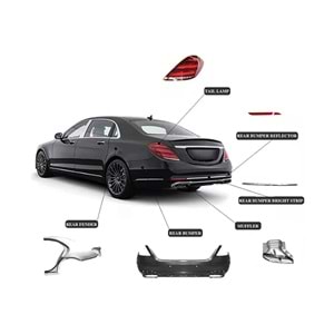 M. Benz W221 2005+ - Body Kit/Set, W221/W222 Maybach Dönüşüm Kiti, İşlem Yapılmamış Ham Ürün Yüzey, ABS, Set