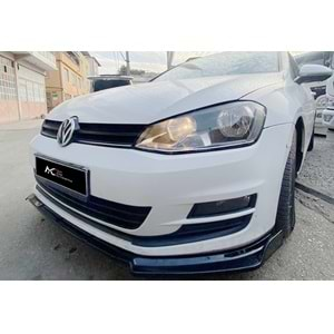 VW Golf Mk7 2012+ - Ön Lip Flaplı Evo V2 Stil 3 Parça, Piano Black ABS