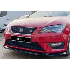 Seat Leon Mk3 2012+ - Ön Lip Flaplı Evo V1 3 Parça, Piano Black ABS